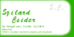 szilard csider business card